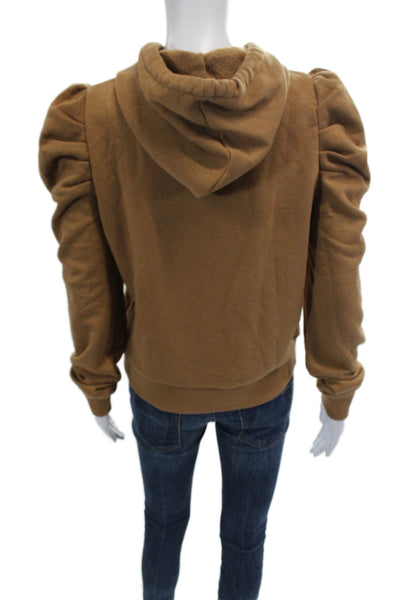 Rebecca Minkoff Womens Solid Cotton Blend Pullover Hoodie Brown Size S