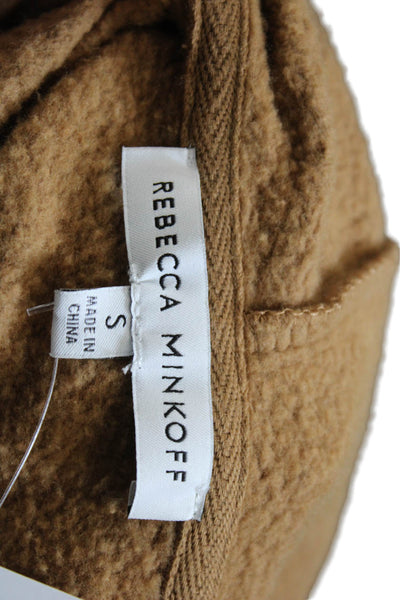 Rebecca Minkoff Womens Solid Cotton Blend Pullover Hoodie Brown Size S