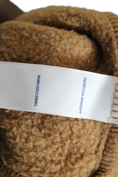 Rebecca Minkoff Womens Solid Cotton Blend Pullover Hoodie Brown Size S