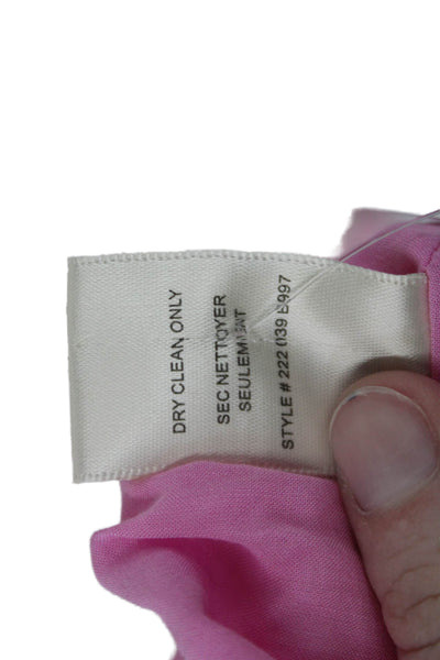 Rebecca Taylor Womens V Neck Short Puffy Sleeves Blouse Pink Size Medium