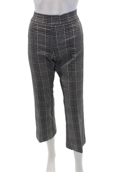 Avenue Montaigne Womens Plaid High Rise Creased Dress Pants Black White Size 8