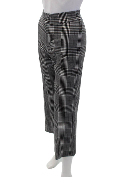 Avenue Montaigne Womens Plaid High Rise Creased Dress Pants Black White Size 8