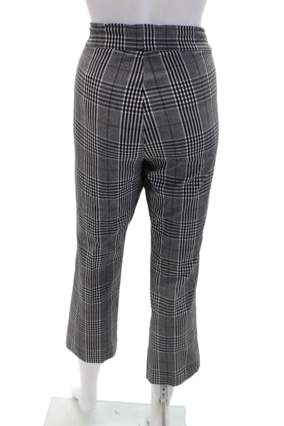 Avenue Montaigne Womens Plaid High Rise Creased Dress Pants Black White Size 8