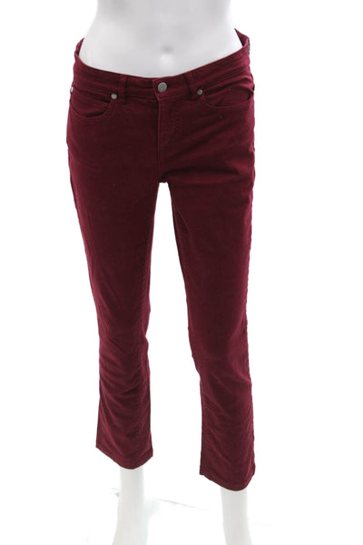 Eileen Fisher Womens Cotton Straight Leg Zip Fly Skinny Jeans Red Size 2