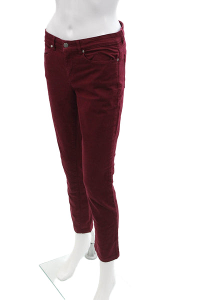 Eileen Fisher Womens Cotton Straight Leg Zip Fly Skinny Jeans Red Size 2