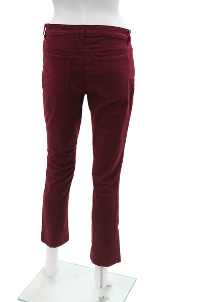 Eileen Fisher Womens Cotton Straight Leg Zip Fly Skinny Jeans Red Size 2