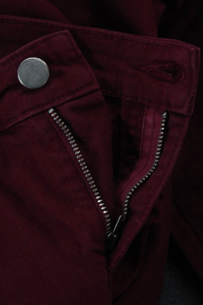Eileen Fisher Womens Cotton Straight Leg Zip Fly Skinny Jeans Red Size 2