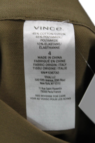 Vince Womens Cotton Blend Tailored Straight Leg Slim Fit Pants Brown Size 4