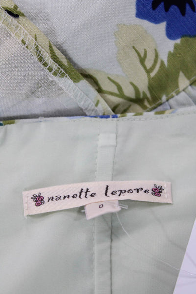 Nanette Lepore Womens Floral Strapless Sleeveless Mini Dress Green Size 0