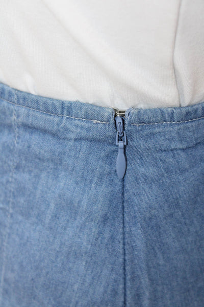 Lovers + Friends Womens Cotton Pleated Zippered Mini Skirt Blue Size XS