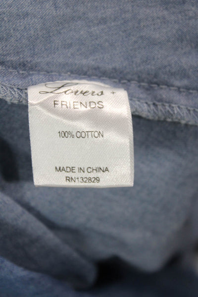 Lovers + Friends Womens Cotton Pleated Zippered Mini Skirt Blue Size XS