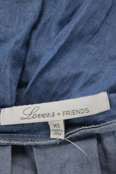 Lovers + Friends Womens Cotton Pleated Zippered Mini Skirt Blue Size XS