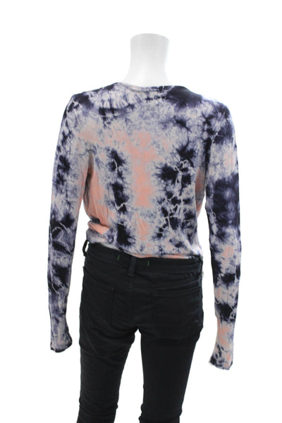 Young Fabulous & Broke Womens Tie-Dye V-Neck Wrap Blouse Blue Size XS