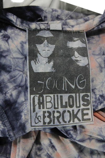 Young Fabulous & Broke Womens Tie-Dye V-Neck Wrap Blouse Blue Size XS