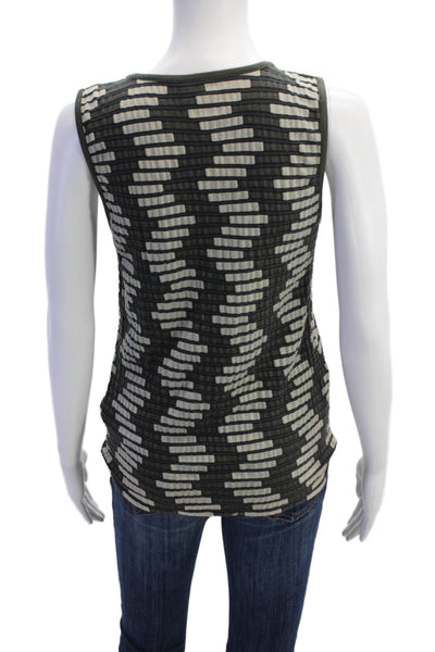 Armani Collezioni Womens Cotton Round Neck Striped Tank Top Gray Size 10