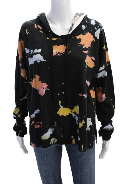 J. Society Women Printed Long Sleeves Hoodie Black Cotton Size Extra Large