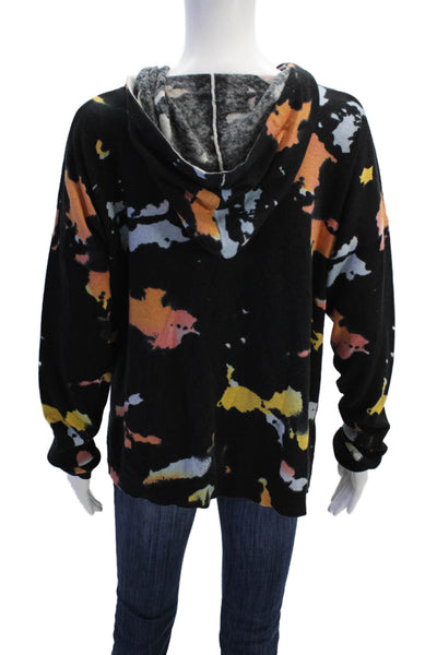 J. Society Women Printed Long Sleeves Hoodie Black Cotton Size Extra Large