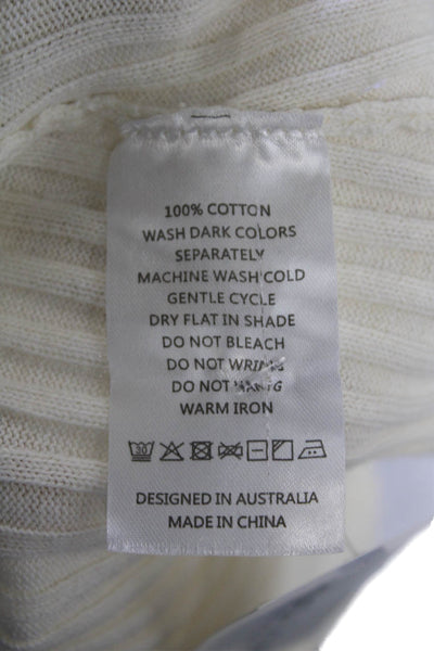Anna Quan Womens Short Sleeves Crew Neck Sweater White Black Cotton Size 14