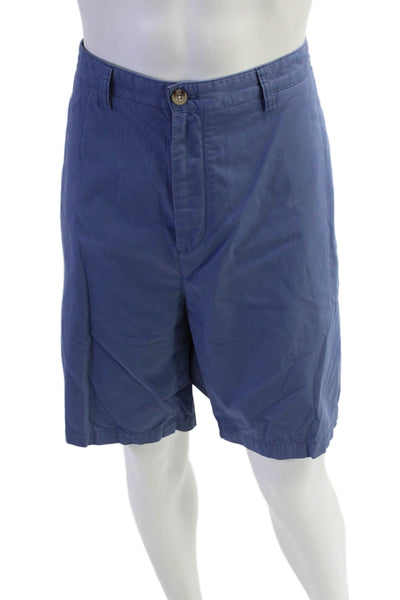 Vineyard Vines Mens Zip Up Flat Front Khaki Shorts Blue Cotton Size 42