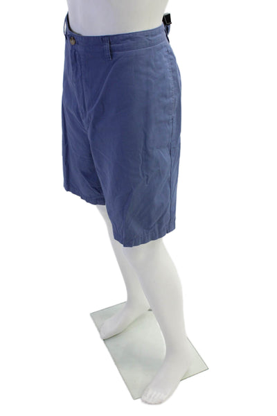 Vineyard Vines Mens Zip Up Flat Front Khaki Shorts Blue Cotton Size 42