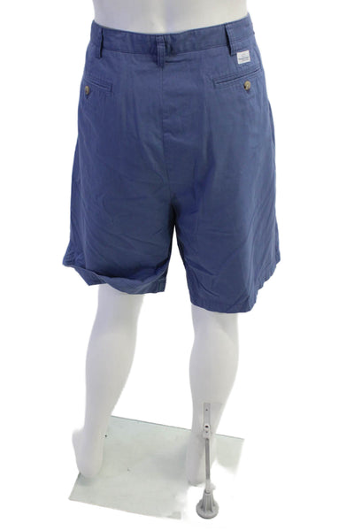 Vineyard Vines Mens Zip Up Flat Front Khaki Shorts Blue Cotton Size 42