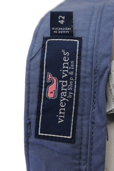 Vineyard Vines Mens Zip Up Flat Front Khaki Shorts Blue Cotton Size 42