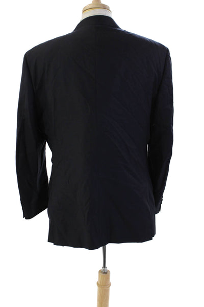 Trussini Mens Two Button Wide Lapel Blazer Jacket Navy Blue Wool Size EUR 56