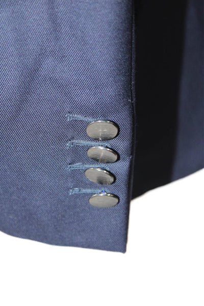 Trussini Mens Two Button Wide Lapel Blazer Jacket Navy Blue Wool Size EUR 56