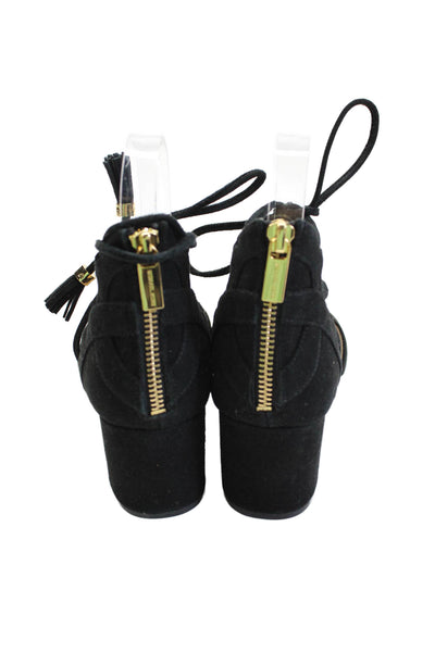 Michael Michael Kors Women's Strappy Suede Block Heels Sandals Black Size 7