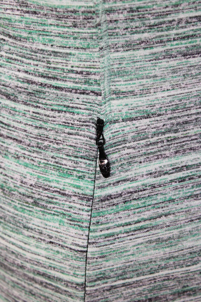 Lululemon Womens Long Sleeve Striped Zip Pocket Athletic T Shirt Green Size 4