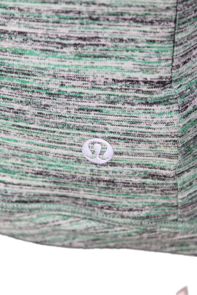 Lululemon Womens Long Sleeve Striped Zip Pocket Athletic T Shirt Green Size 4