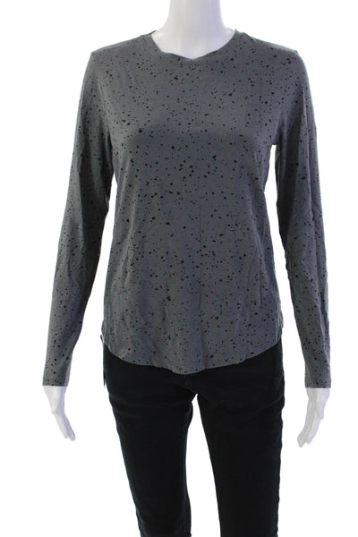 Lululemon Womens Long Sleeve Spotted Print Athletic T Shirt Gray Size S