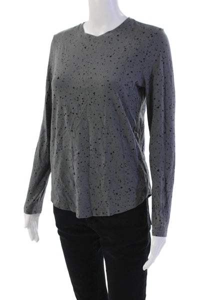 Lululemon Womens Long Sleeve Spotted Print Athletic T Shirt Gray Size S