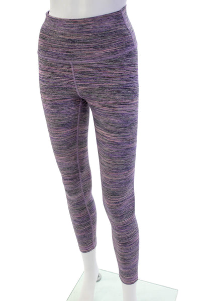 Lululemon Womens High Rise Striped Activewear Ankle Leggings Purple Size 4
