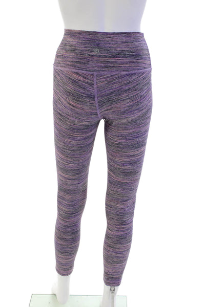 Lululemon Womens High Rise Striped Activewear Ankle Leggings Purple Size 4