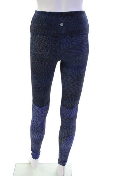 Lululemon Womens High Rise Striped Leggings Blue Size 4