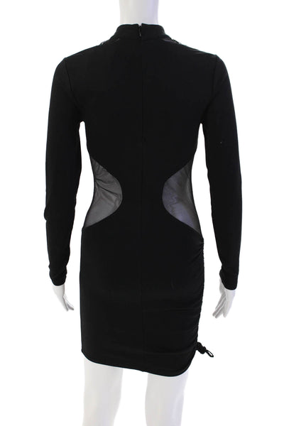 Hours Womens Long Sleeve Mesh Cutout Bodycon Dress Black Size XS