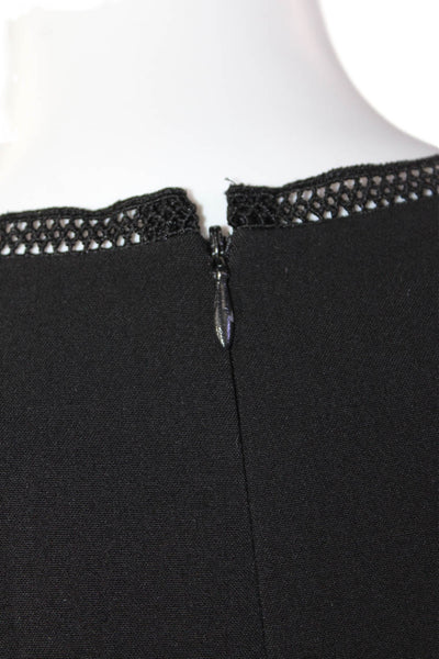T Tahari Women's V-Neck Short Sleeves Lace Trim Mini Dress Black Size 6