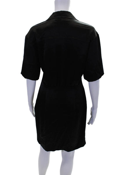 Nanushka Women's Shorts Sleeves Lace Up Ruched Mini Dress Black Size M