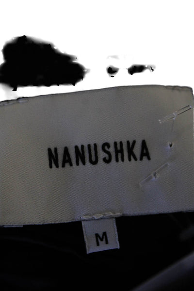 Nanushka Women's Shorts Sleeves Lace Up Ruched Mini Dress Black Size M