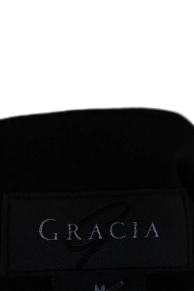 Garcia Women's Round Neck Short Sleeves Fringe Sparkle Cropped Top Black Size M