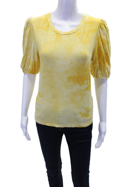 Heartloom Women's Round Neck Short Sleeves  Basic Tie Dye T-Shirt Yellow Size S