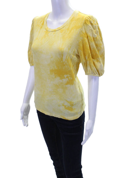 Heartloom Women's Round Neck Short Sleeves  Basic Tie Dye T-Shirt Yellow Size S