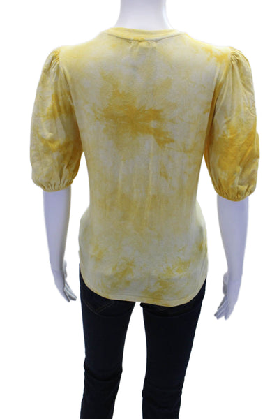 Heartloom Women's Round Neck Short Sleeves  Basic Tie Dye T-Shirt Yellow Size S