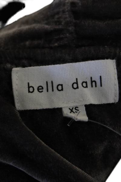 Bella Dahl Womens Velvet Two Pocket Round Neck Zip Up Jacket Gray Size XS