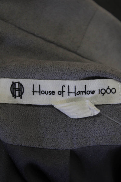 House of Harlow 1960 Womens Faux Leather Collared Zip Up Vest Gray Size XS