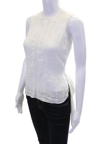 BCBGMAXAZRIA Womesn Cotton Lace Detail Pullover Tank Top Blouse White Size XXS