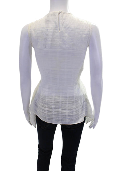 BCBGMAXAZRIA Womesn Cotton Lace Detail Pullover Tank Top Blouse White Size XXS