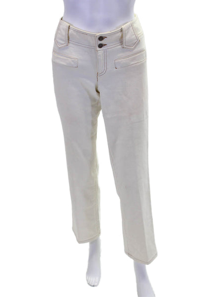 Nanette Lepore Womens Denim 4 Pocket Low-Rise BStraight Leg Jeans Cream Size 6