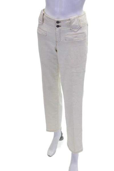 Nanette Lepore Womens Denim 4 Pocket Low-Rise BStraight Leg Jeans Cream Size 6